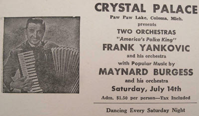 Crystal Palace Ballroom at Paw Paw Lake - Old Poster